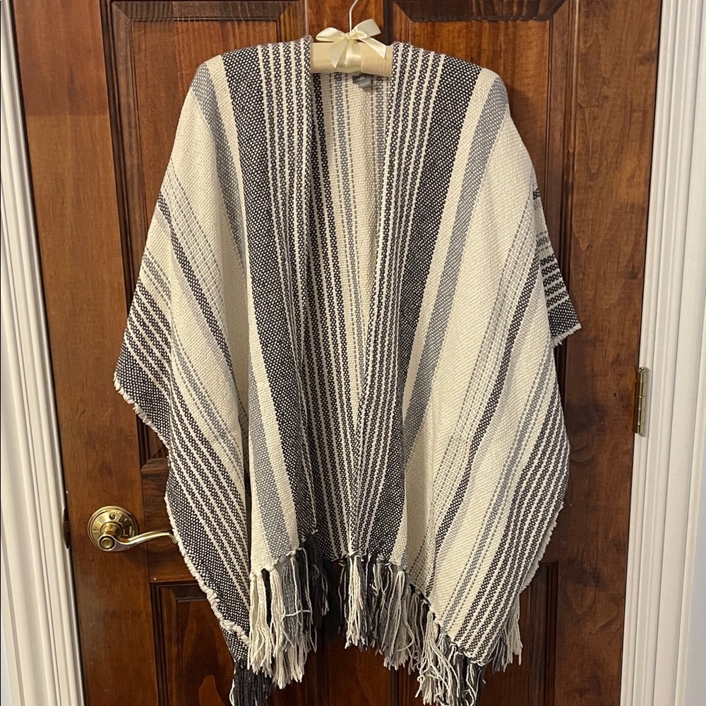 Striped Woven Poncho